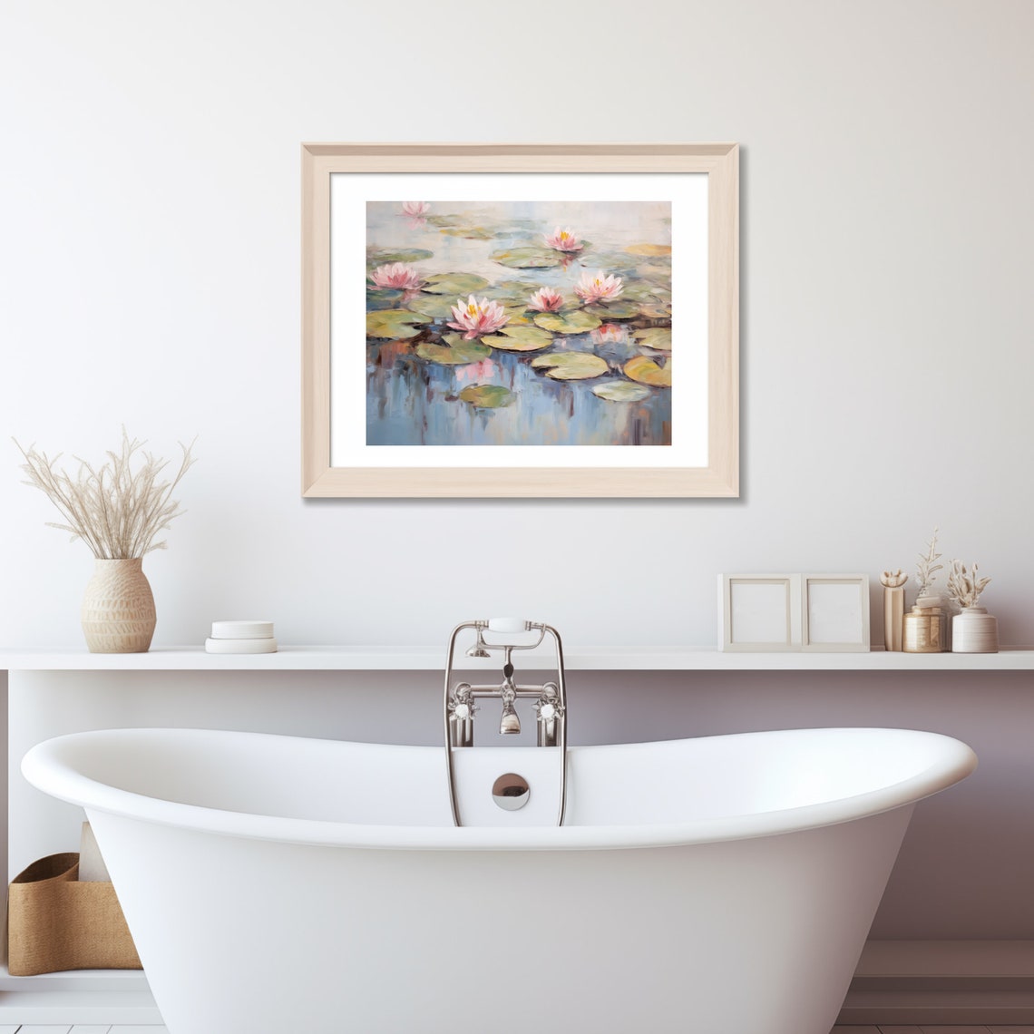 Soft Pink Water Lilies Floating On A Tranquil Garden Pond Poster - Image 4