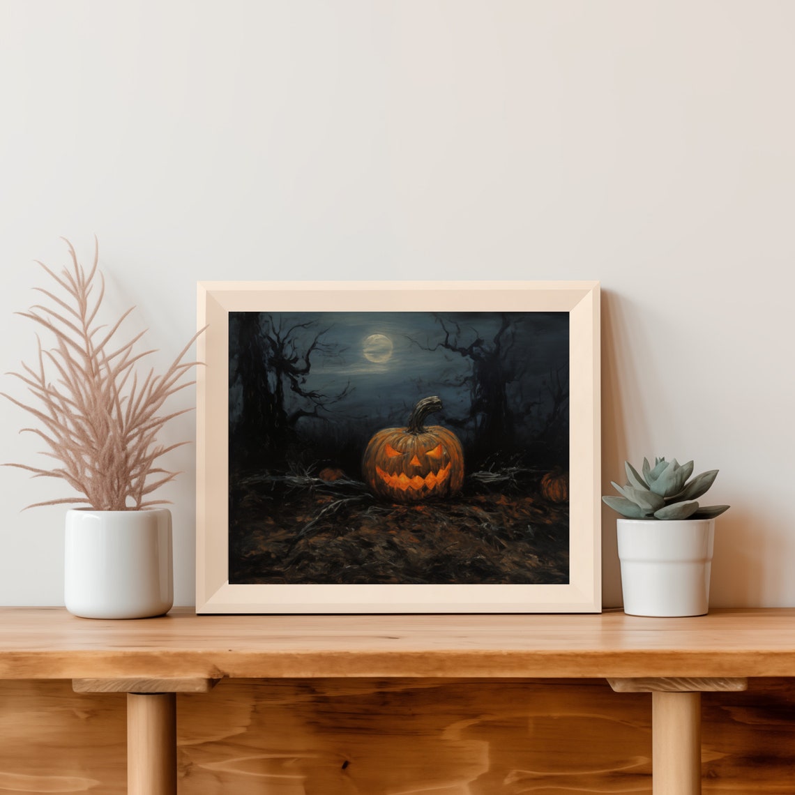 Glowing Jack O Lantern Under a Full Moon Halloween Night Poster - Image 5