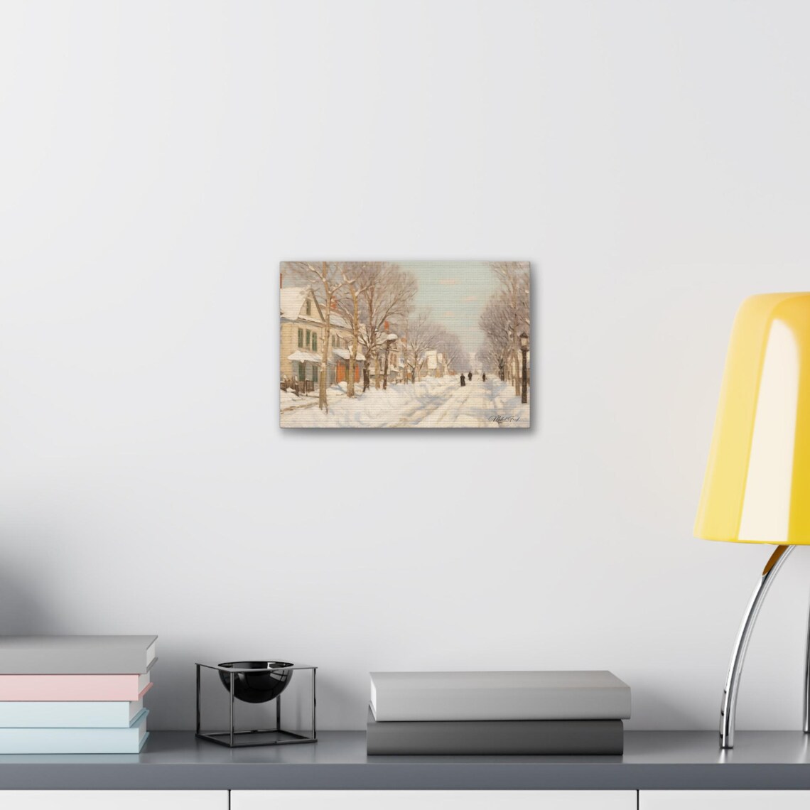 Quiet Snowy Neighborhood Street Winter Morning Landscape Poster - Image 6