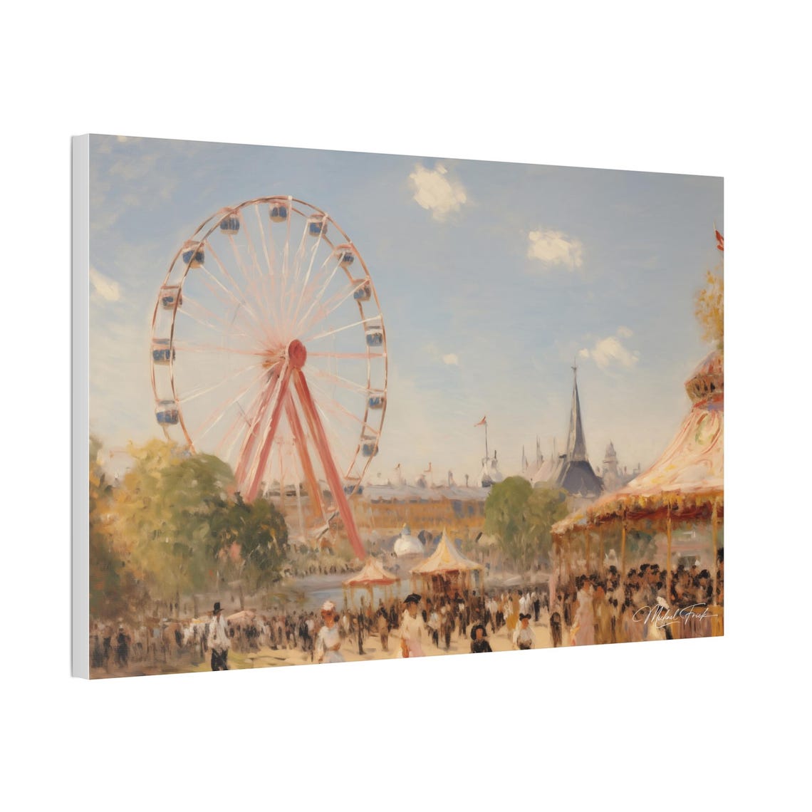 Vintage Summer Carnival Ferris Wheel Impressionist Fair Poster - Image 5