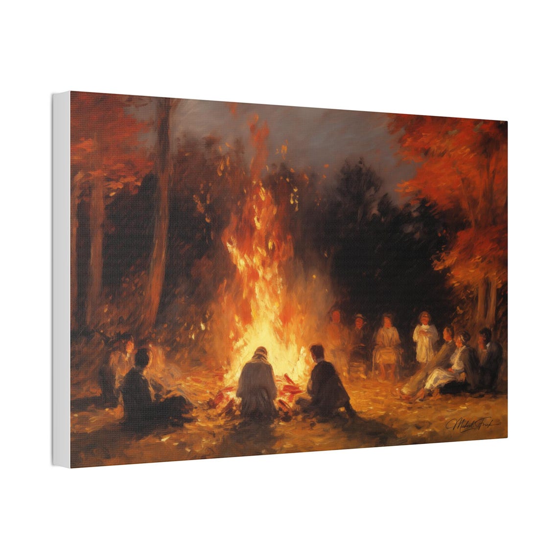 Autumn Bonfire Night Campfire Gathering Fall Warmth Scene Poster - Image 4