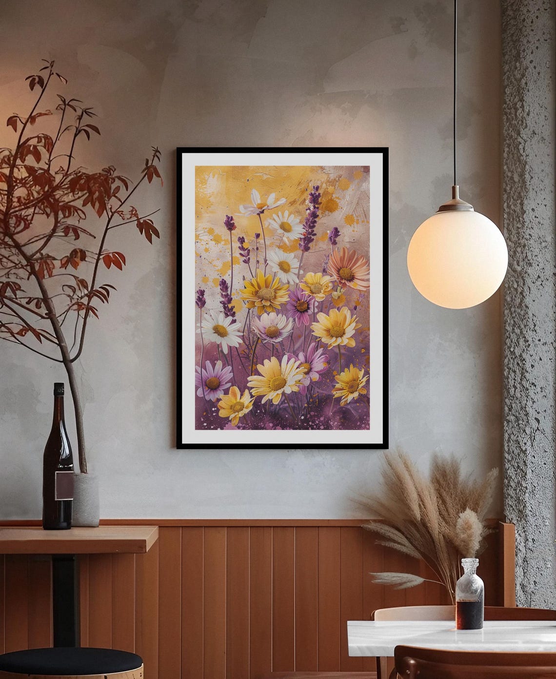 Daisy And Lavender Wildflowers Watercolor Floral Home Poster
