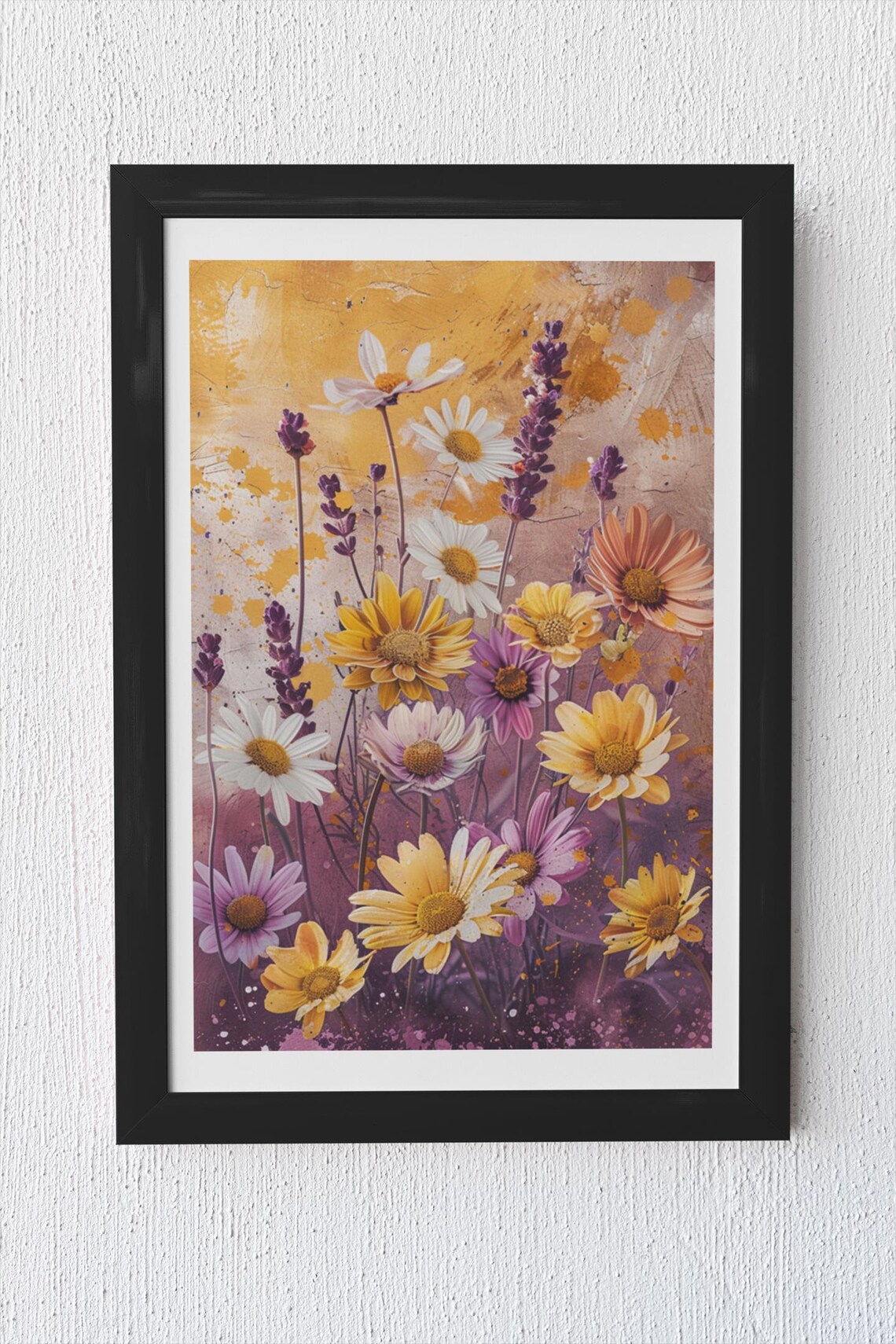 Daisy And Lavender Wildflowers Watercolor Floral Home Poster - Image 2