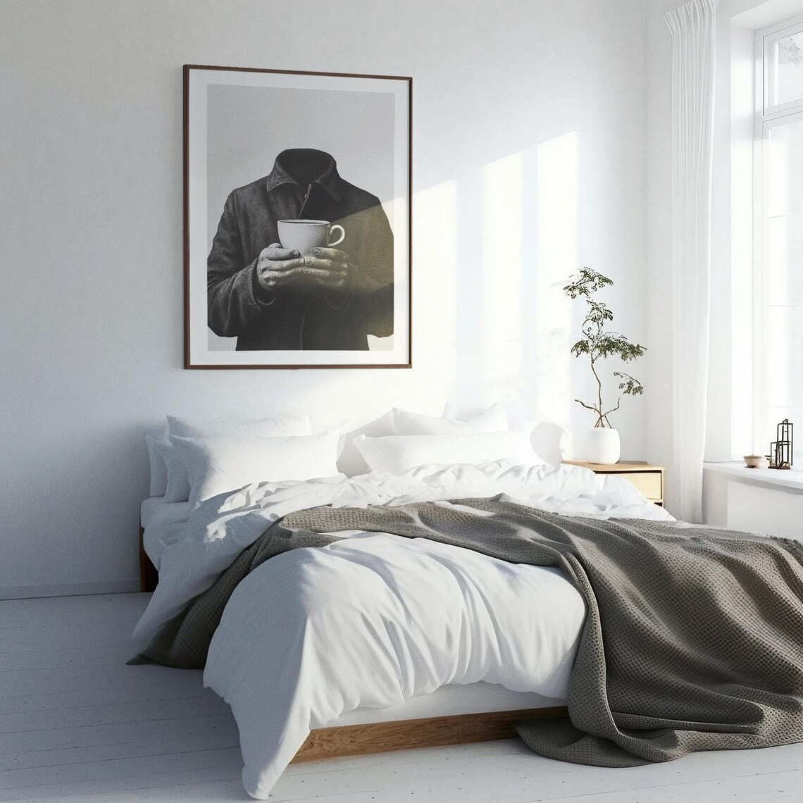 Surreal Headless Coffee Art Print Black White Modern Minimalist Wall Art For Unique Abstract Decor - Image 4