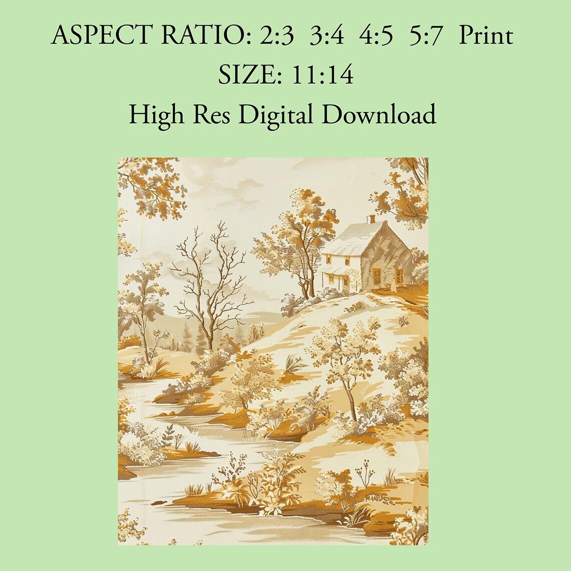 Vintage Countryside Rustic Landscape Art Print - Image 2