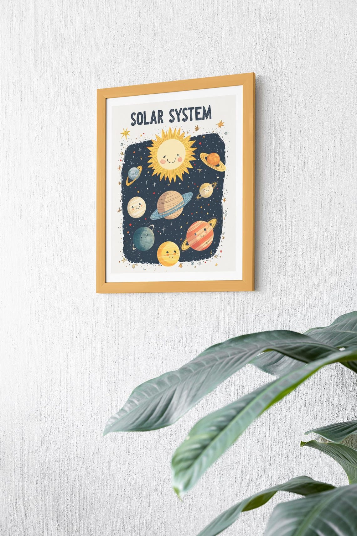 Cute Solar System Starry Night Smiling Planets Nursery Wall Art - Image 4