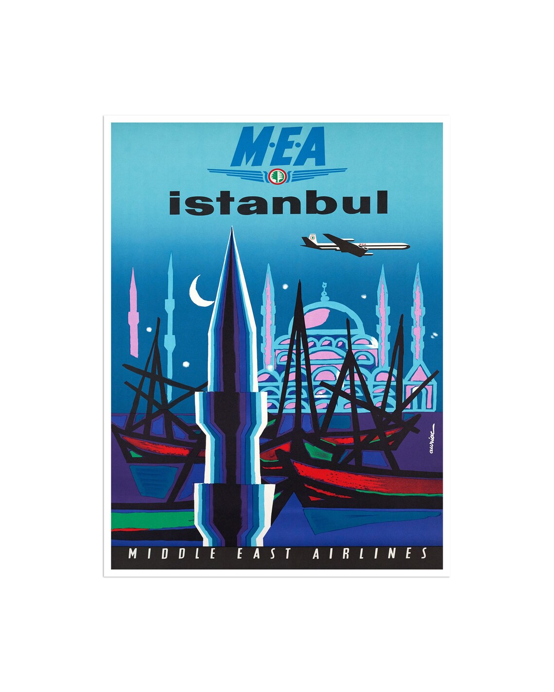Istanbul Travel Poster, Vintage Turkish Home Decor