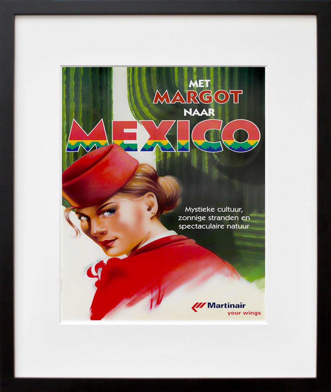 Mexico Martinair Vintage Dutch Airline Flight Attendant Travel Poster - Image 2