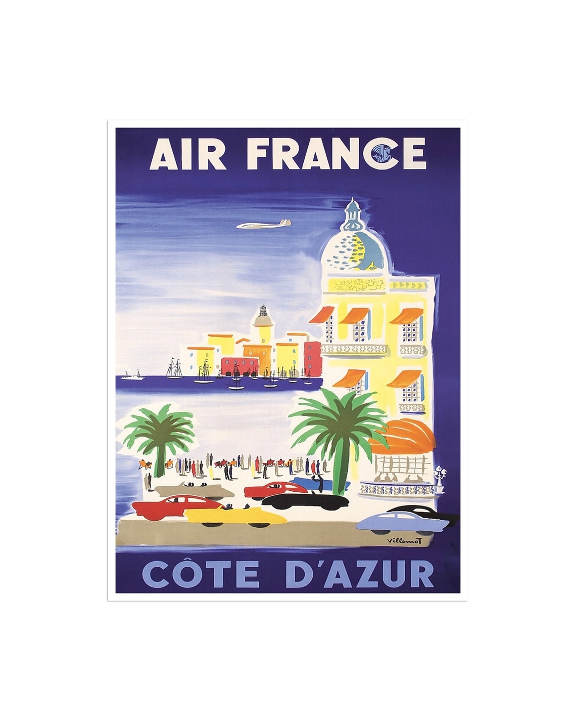 Cote Dazur Art French Riviera Print Bernard Villemot France Travel Poster Xr1563a
