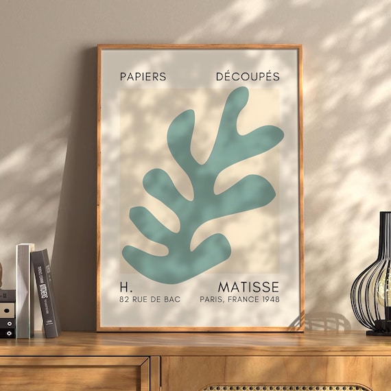 Henri Matisse Papiers Decoupes Teal Leaf Cutout Paris Wall Art