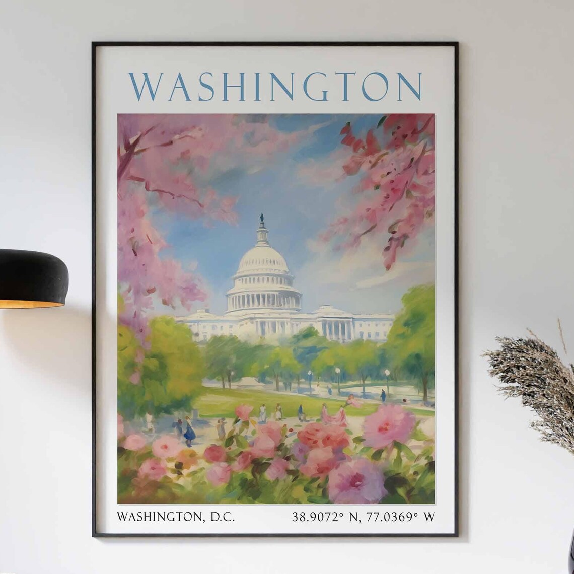 Washington DC Capitol Cherry Blossom Spring Festival Travel Poster