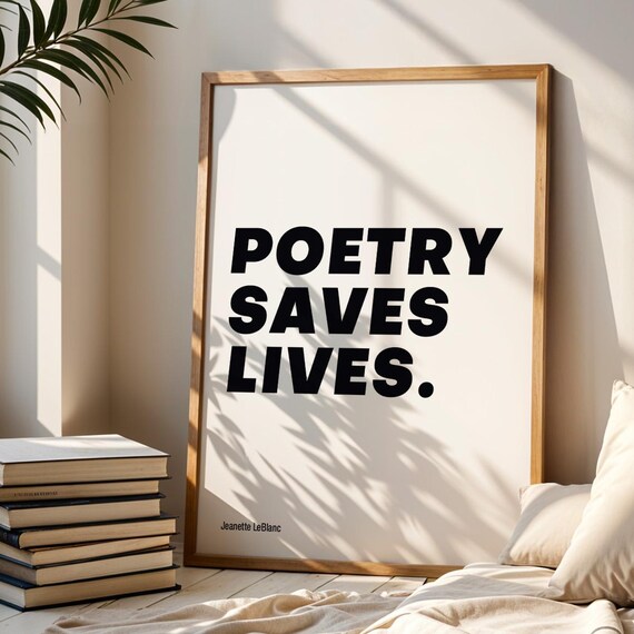 Poetry Saves Lives Poster, Literary Wall Art