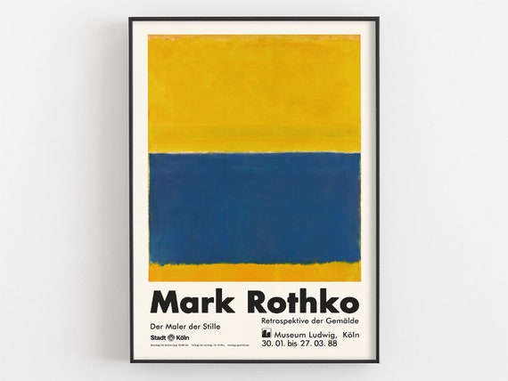 Mark Rothko Exhibition Poster Color Field Museum Print Abstract Expressionism Yellow Blue Painting Contemporary Wall Art Office Decor