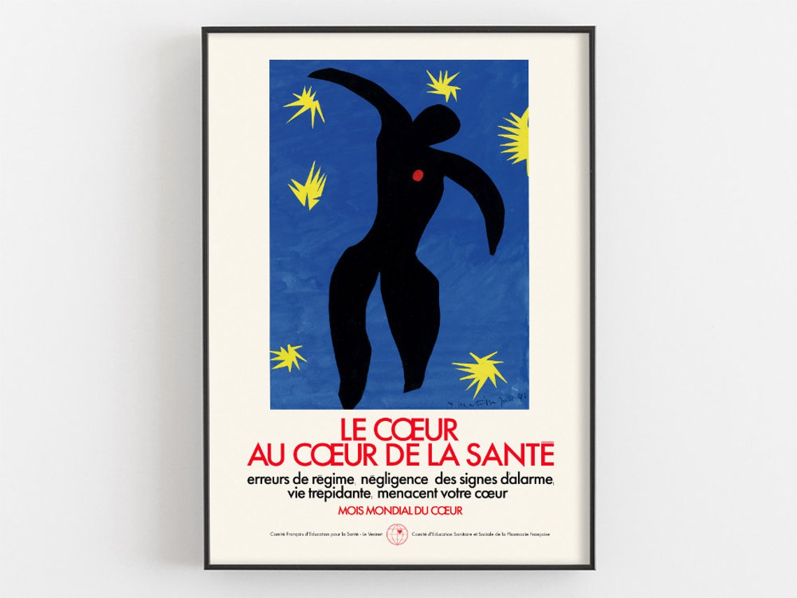 Henri Matisse Jazz Dance Le Coeur Au Coeur De La Sante Abstract Figure Print French Wall Decor Heart Health Awareness Exhibition Poster