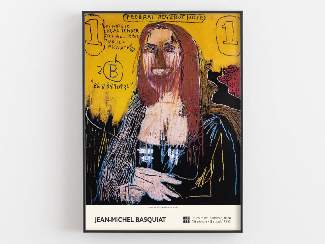 Jean-Michel Basquiat Mona Lisa 1983 Neo Expressionist Rome Exhibition Poster