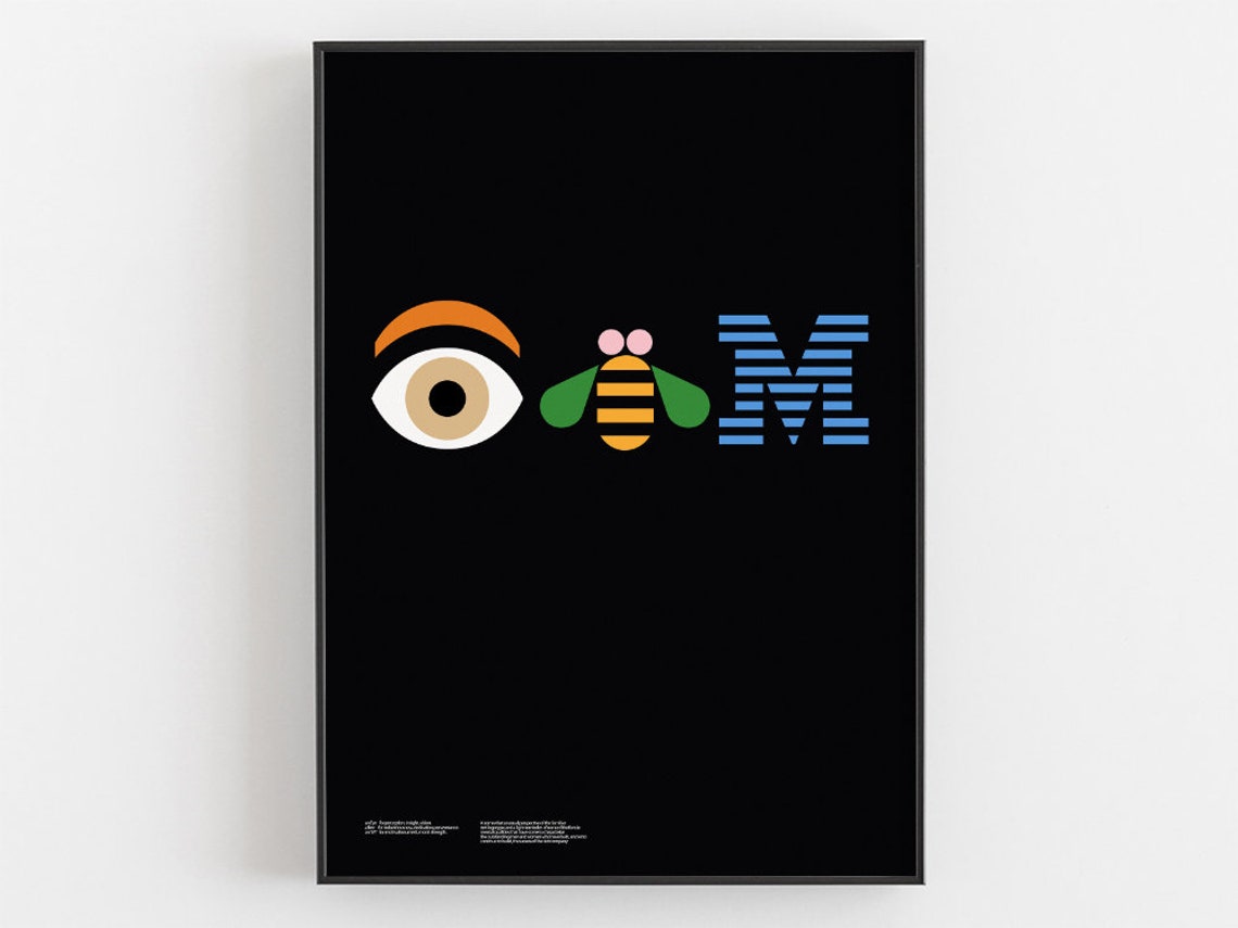 Paul Rand IBM Eye Bee Em Rebus Mid Century Graphic Design Poster