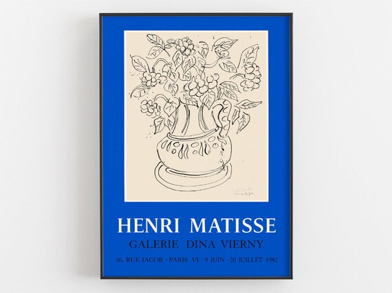 Henri Matisse Flower Pitcher Ink Line Drawing 1982 Paris Gallery Poster