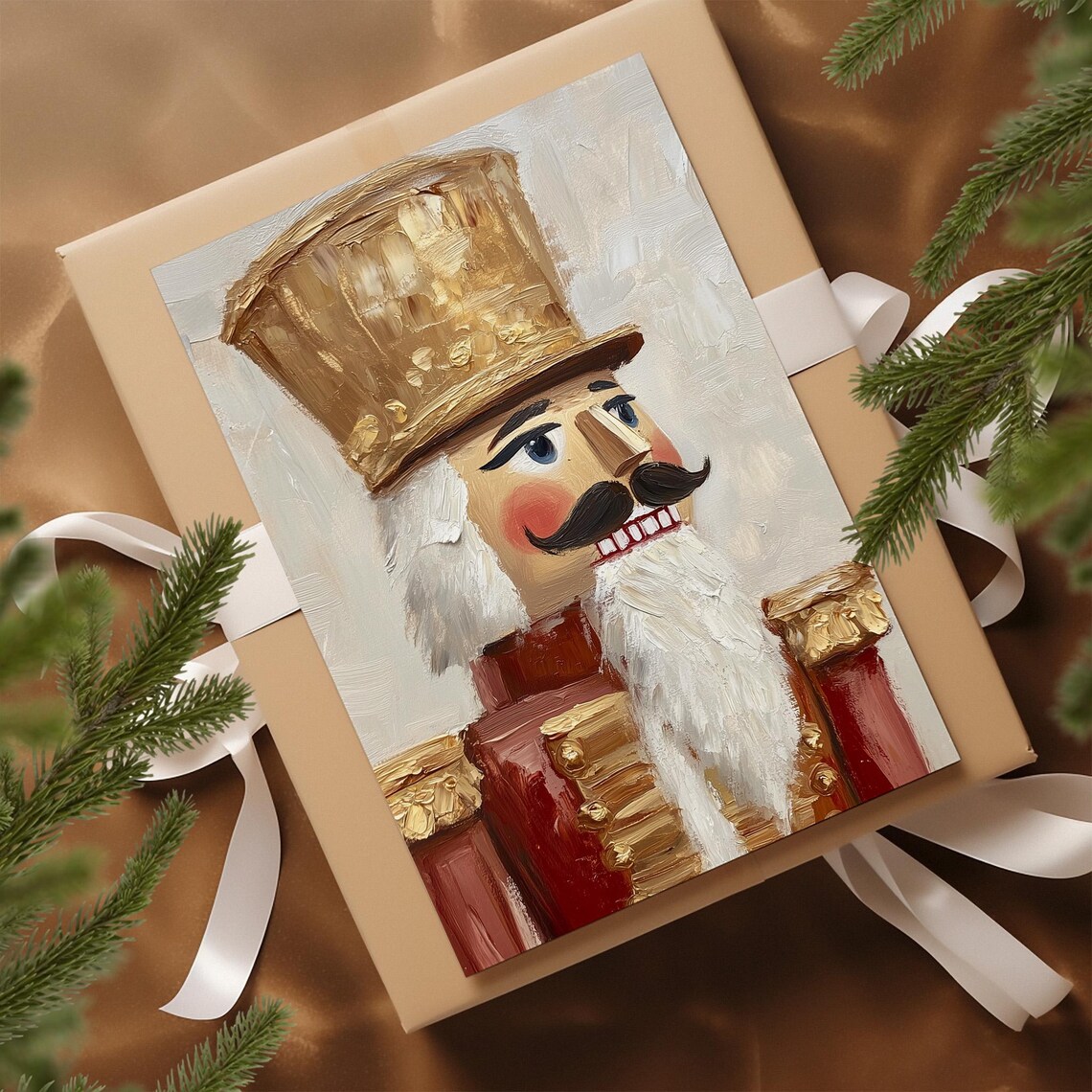 Nutcracker Soldier Face Vintage Christmas Oil Painting Poster - Image 5