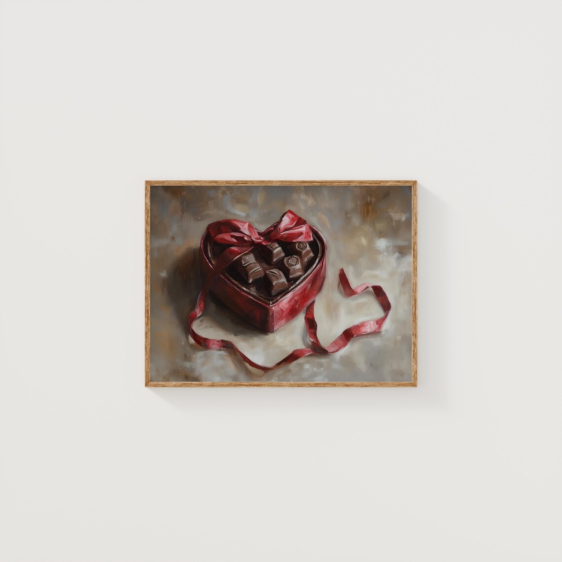 Heart Shaped Chocolate Box Red Ribbon Sweet Gift Painting Poster - Image 4