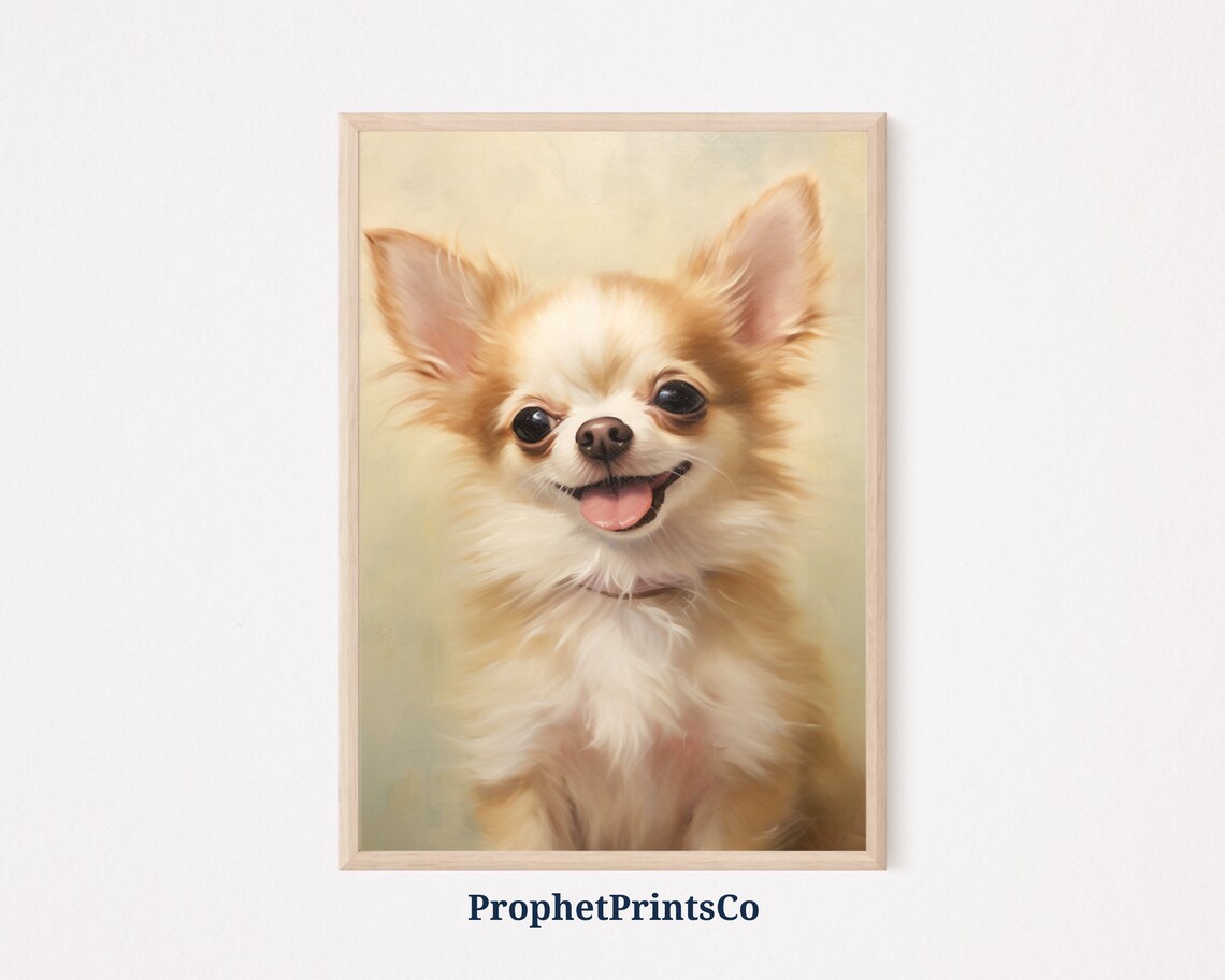 Smiling Chihuahua Tongue Out Happy Cute Dog Portrait Art Poster