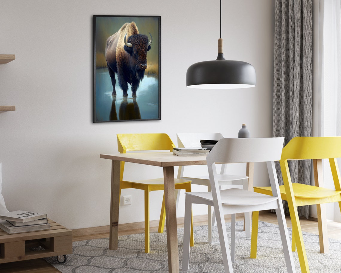 Bison Oil Painting Print Original Animal Wall Art Bison Art Print Buffalo Home Dcor Wall Art - Image 2