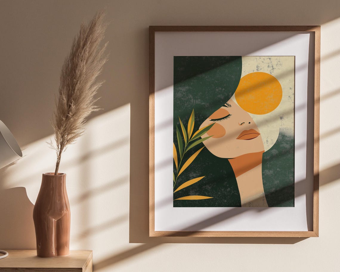 Sunlit Woman Profile Art Print Minimalist Wall Art Boho Home Decor Feminine Art Print Modern Art - Image 4