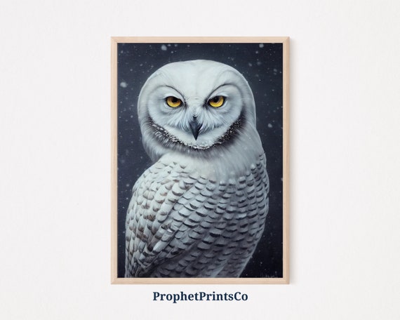 Snowy Owl Poster Print Vintage Oil Painting Wall Art Cute Owl Lover Gift White Owl Home Dcor Wall Art Digitial