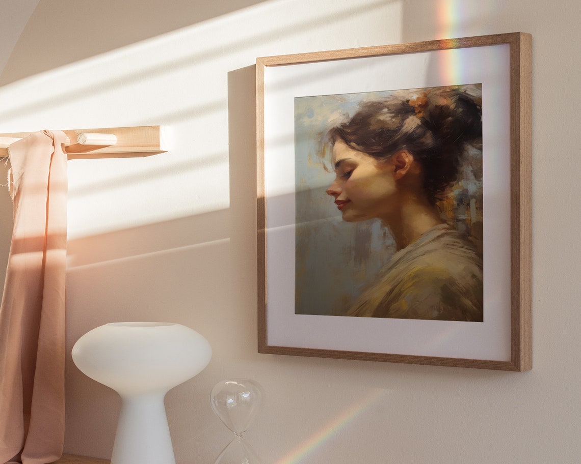 Soft Tonal Woman Portrait Oil Painting Modernism Wall Art Antique Oil Painting Cute Home Dcor Wall Art - Image 3