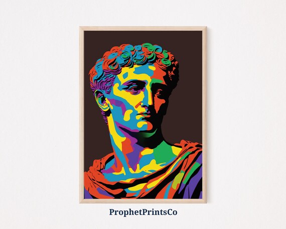 Julius Caesar Roman Bust In Bright Rainbow Pop Art Colors Poster