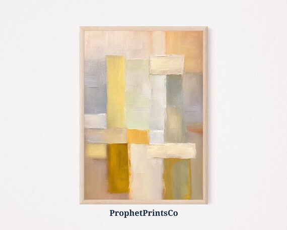 Soft Tone Block Painting Poster Print Farmhouse Wall Art Abstract Gift Geometric Home Dcor Wall Art