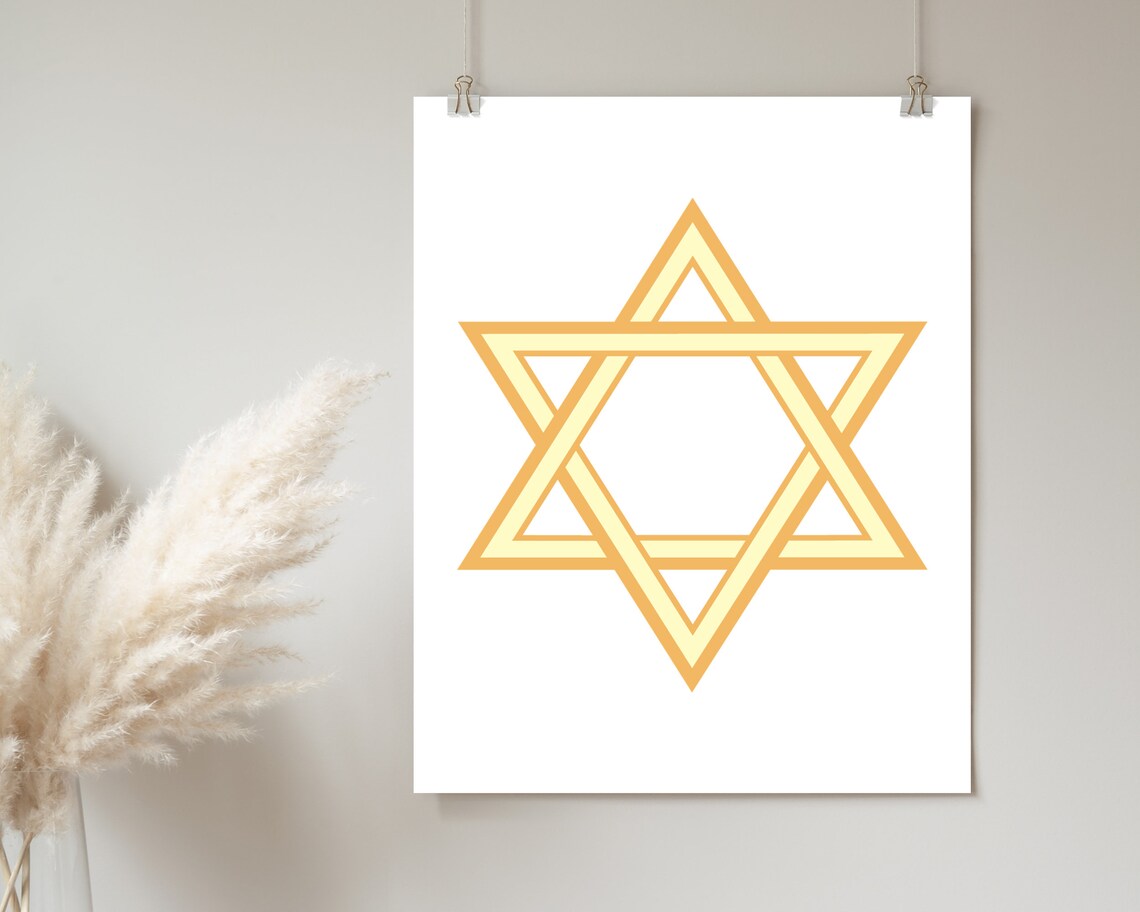Gold Star of David Minimalist Geometric Jewish Symbol Poster - Image 2
