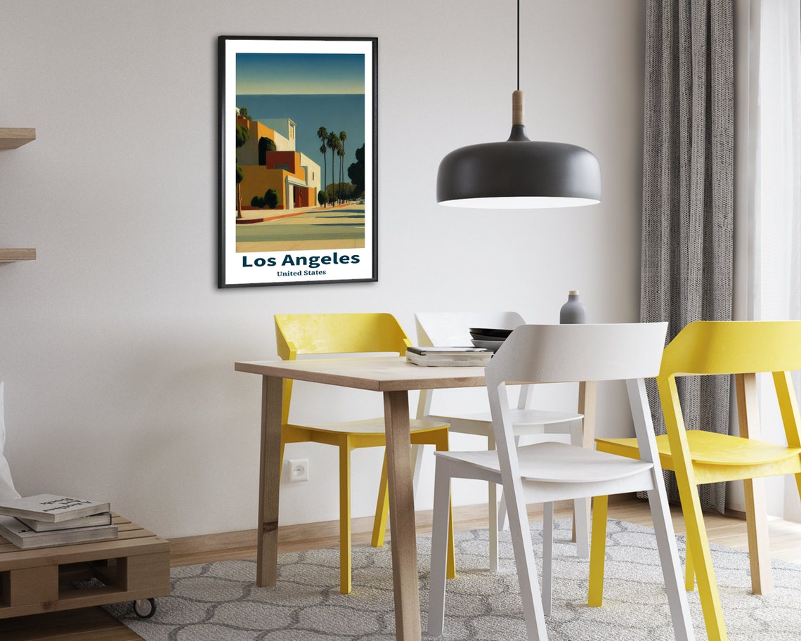 Los Angeles United States Mid Century Building Palms City Art Poster - Image 2