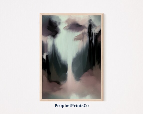 Moody Abstract Pale Mint Pink Ghostly Dark Shadows Dark Academia Poster