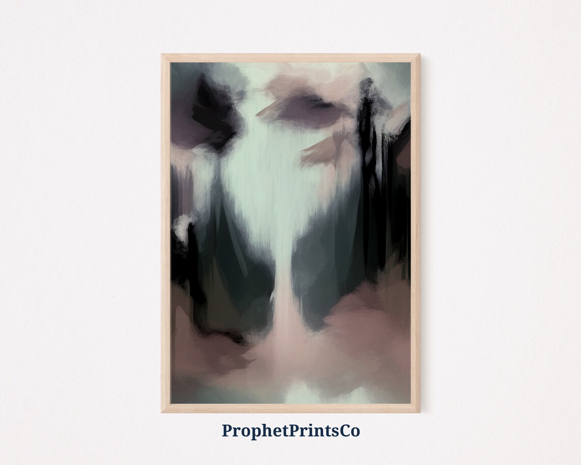 Moody Abstract Pale Mint Pink Ghostly Dark Shadows Dark Academia Poster