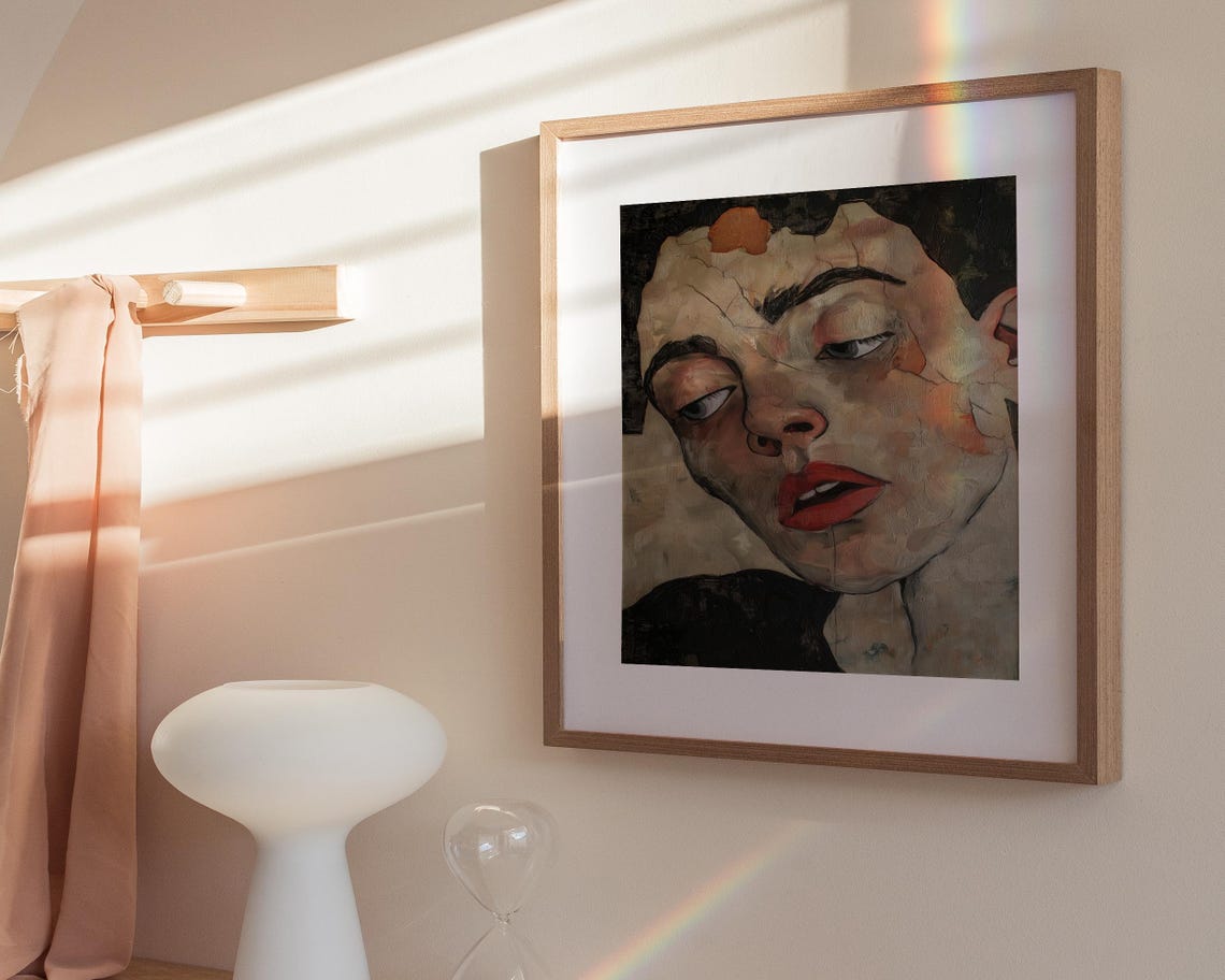Modern Expressionist Portrait Abstract Female Face Art Emotional Wall Art Unique Decor Contemporary Print Instant - Image 3