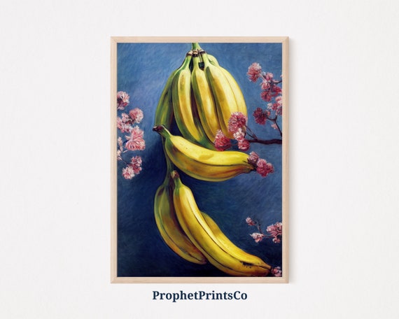 Digitial Banana Painting Poster Print Kitchen Wall Art Inspired By Monet Tropical Botanical Room Dcor Wall Art