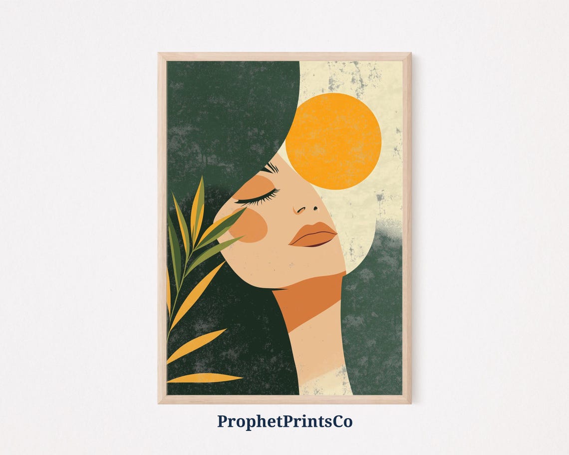 Sunlit Woman Profile Art Print Minimalist Wall Art Boho Home Decor Feminine Art Print Modern Art