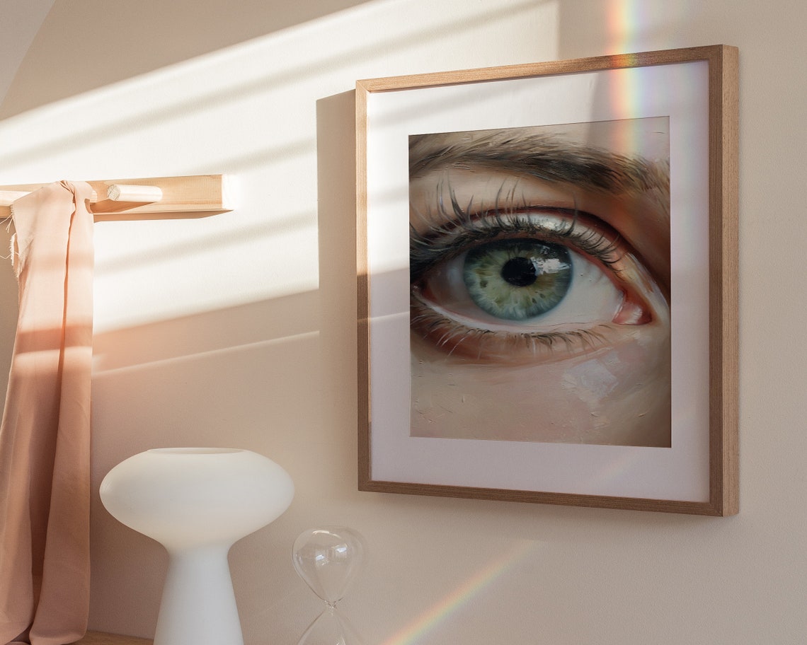 Soft Tonal Womans Eye Print Modern Wall Art Feminine Art Print Boho Aesthetic Home Decor Wall Art - Image 3