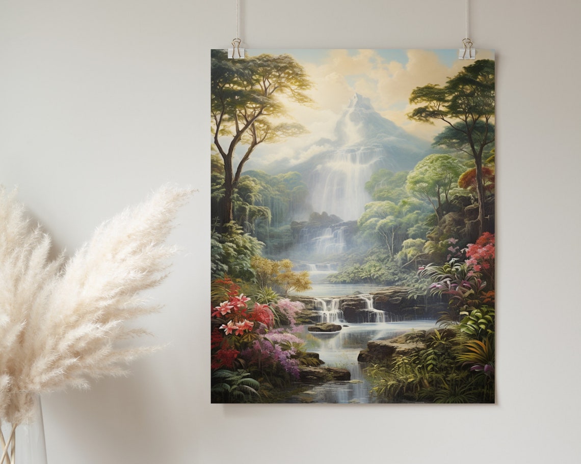 The Garden Of Eden Landscape Print Garden Of Eden Art Print Oil Painting Christian Home Dcor Wall Art - Image 2