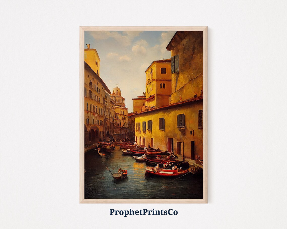 Venice Italy Canal Gondolas Golden Historic Buildings Art Poster