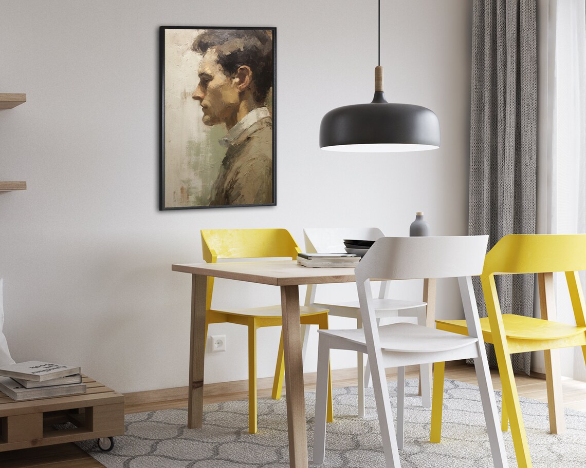 Moody Vintage Gentleman Profile Oil Painting Victorian Style Poster - Image 2