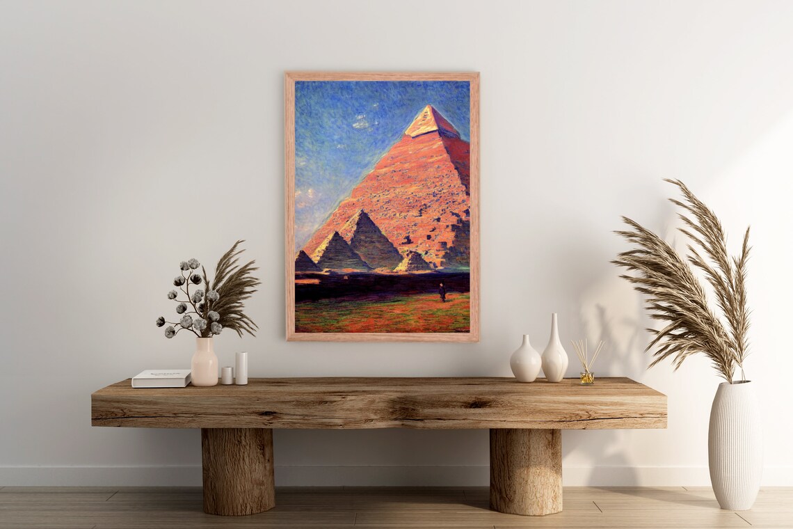 Pyramids of Giza Impressionist Painting Desert Sunset Egypt Poster - Image 2