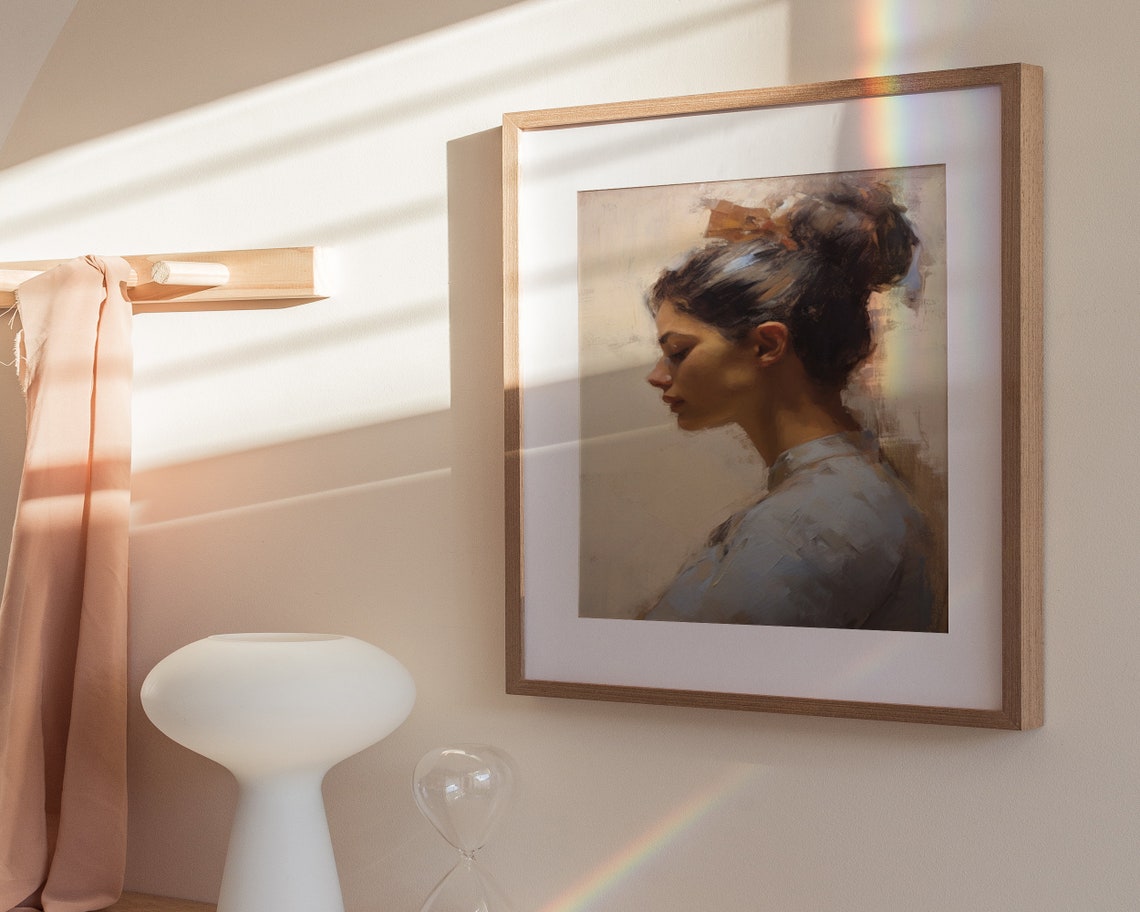 Soft Tonal Woman Portrait Oil Painting Modernism Wall Art Antique Oil Painting Cute Home Dcor Wall Art - Image 3