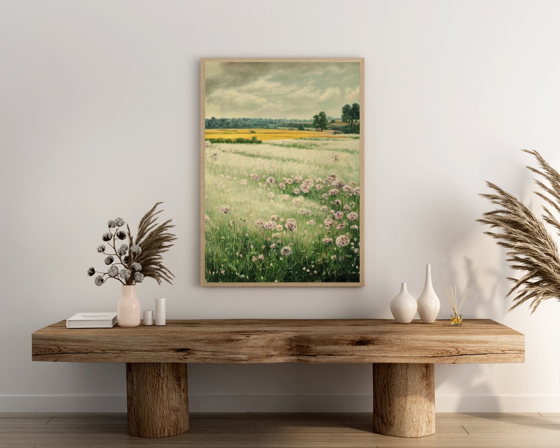 Spring Meadow Wildflower Field Vintage Style Landscape Art Poster - Image 3