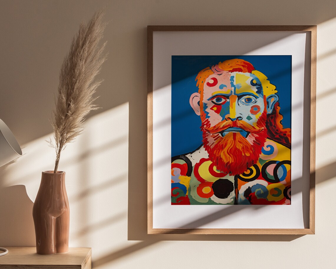 Expressionist Red Bearded Man Colorful Fauvist Portrait Poster - Image 4