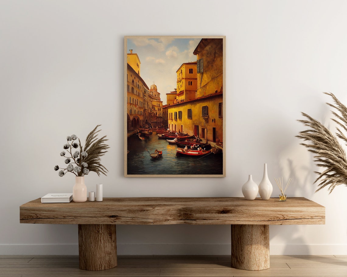 Venice Italy Canal Gondolas Golden Historic Buildings Art Poster - Image 3