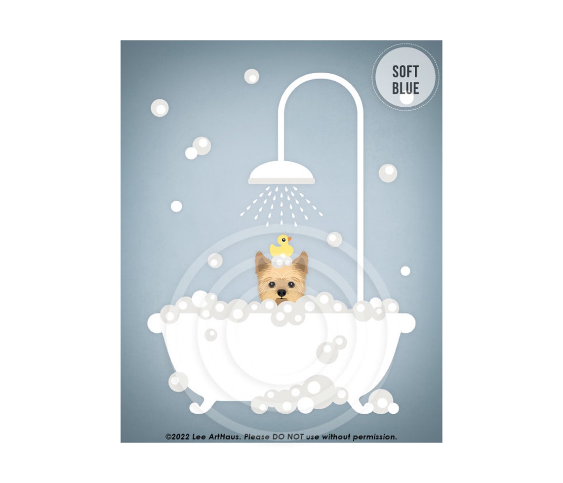 Yorkshire Terrier Bubble Bath Clawfoot Tub Rubber Duck Wall Art - Image 2