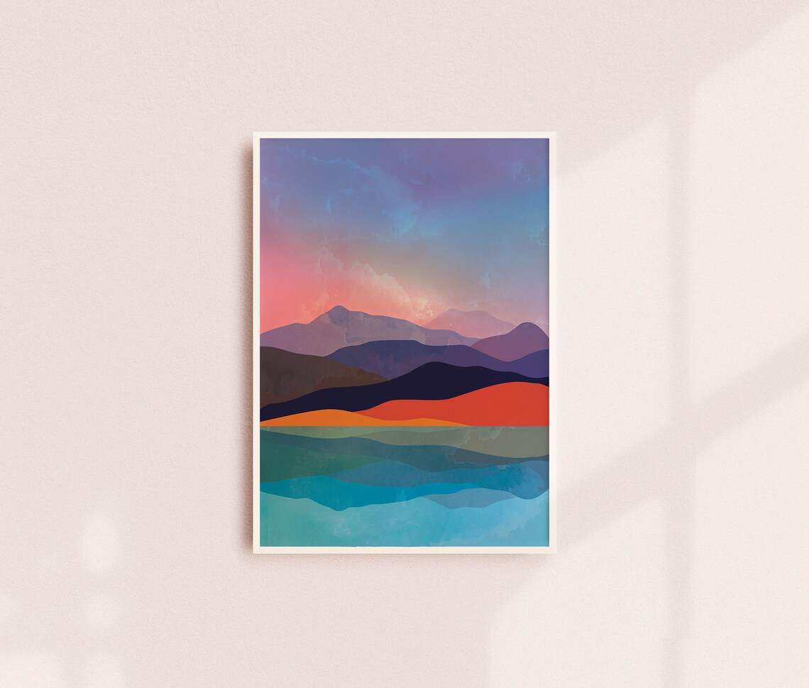 Mountains By The Sea Art Print, Coastal Landscape - Image 3