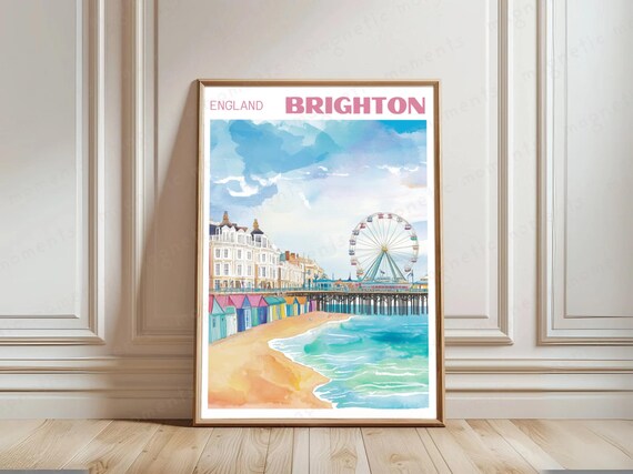 Travel Poster Handdrawn Illustration Print Uk Seaside Art Vintage Wall British Coastal Decor