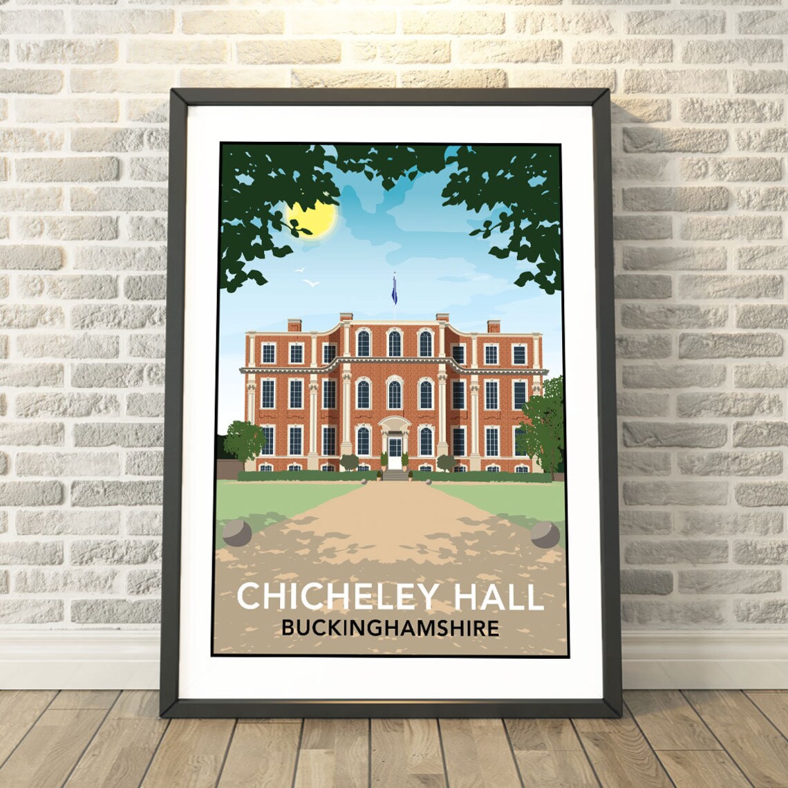Chicheley Hall Buckinghamshire Vintage English Travel Poster
